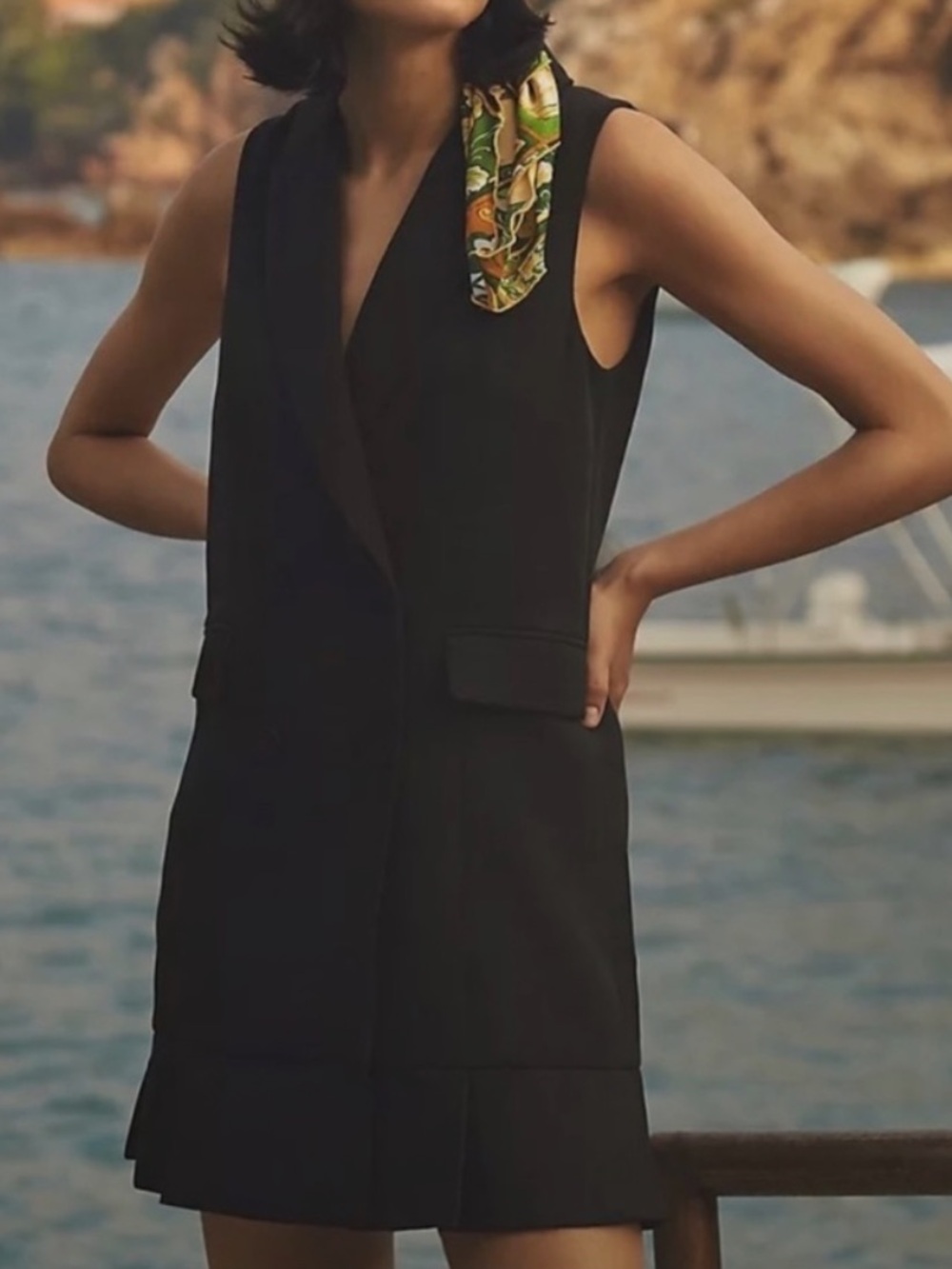 Anthropologie Maeve Mare Vest Mini Dress Tailored Blazer Dress Black Size S